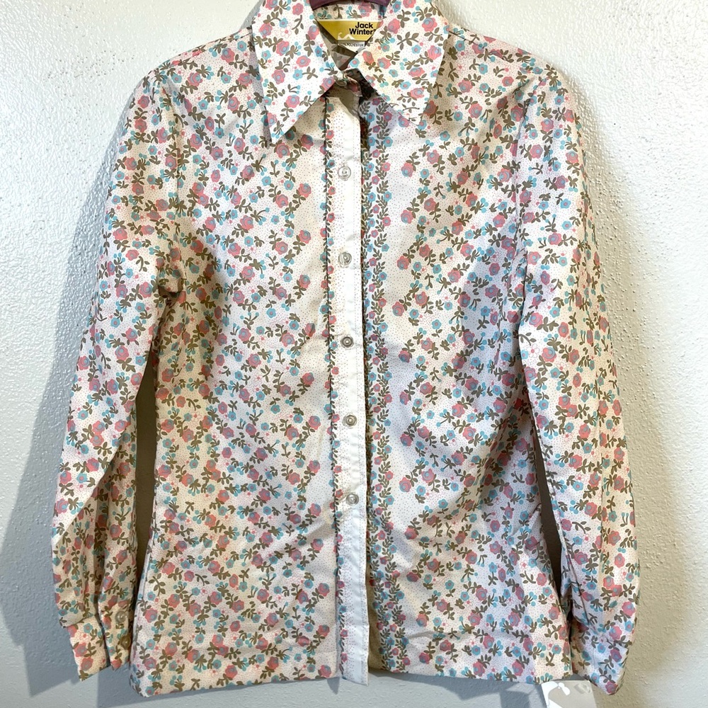 Cottagecore Floral Button Up Shirt Long Sleeve Sz 8 Earthy Jack Winters VTG NWT